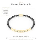Size and fit: one size stretch bracelet fits 6 to 8 inch wrists, 4mm beads, 38mm bar